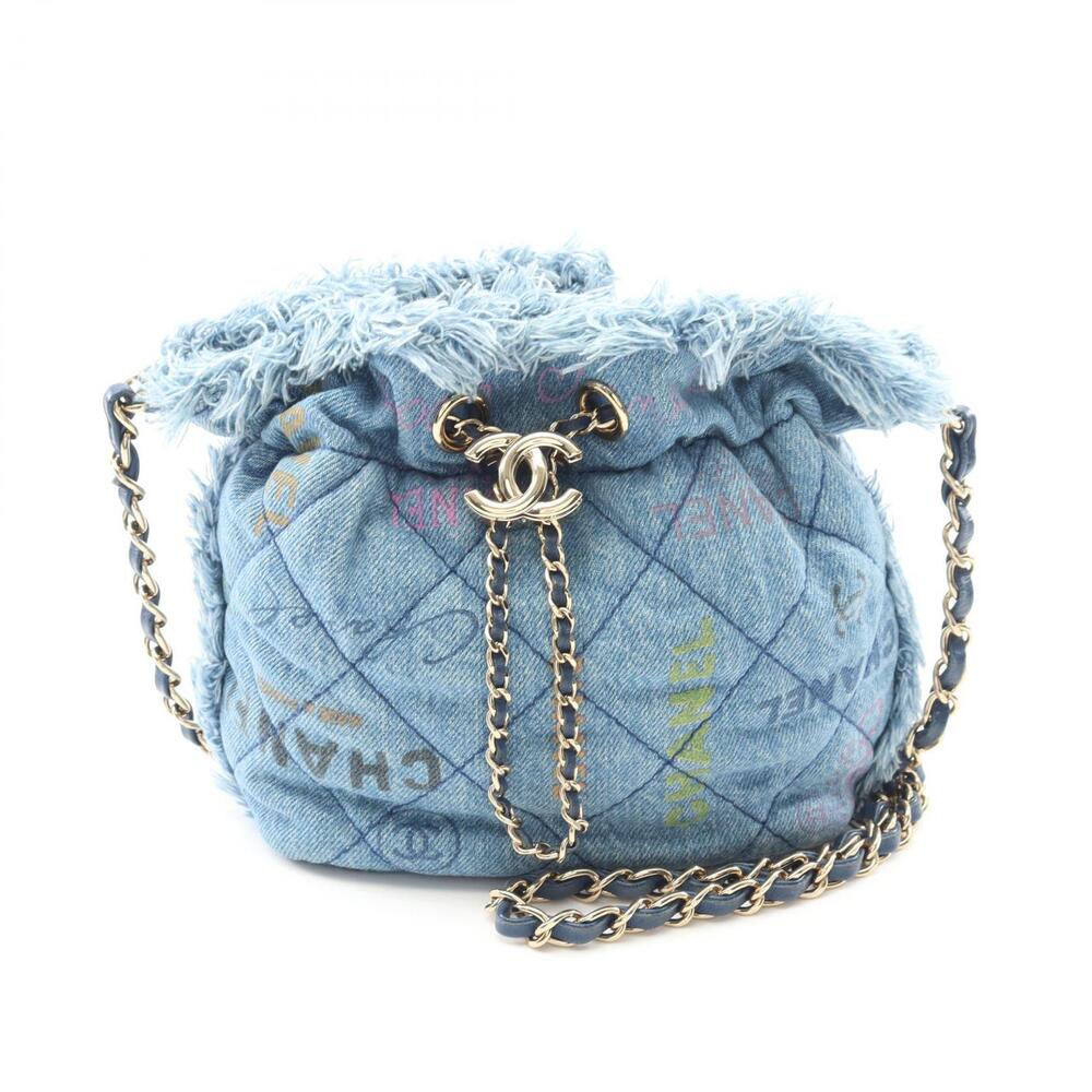 Chanel Matelasse Bucket Bag Shoulder Denim Blue